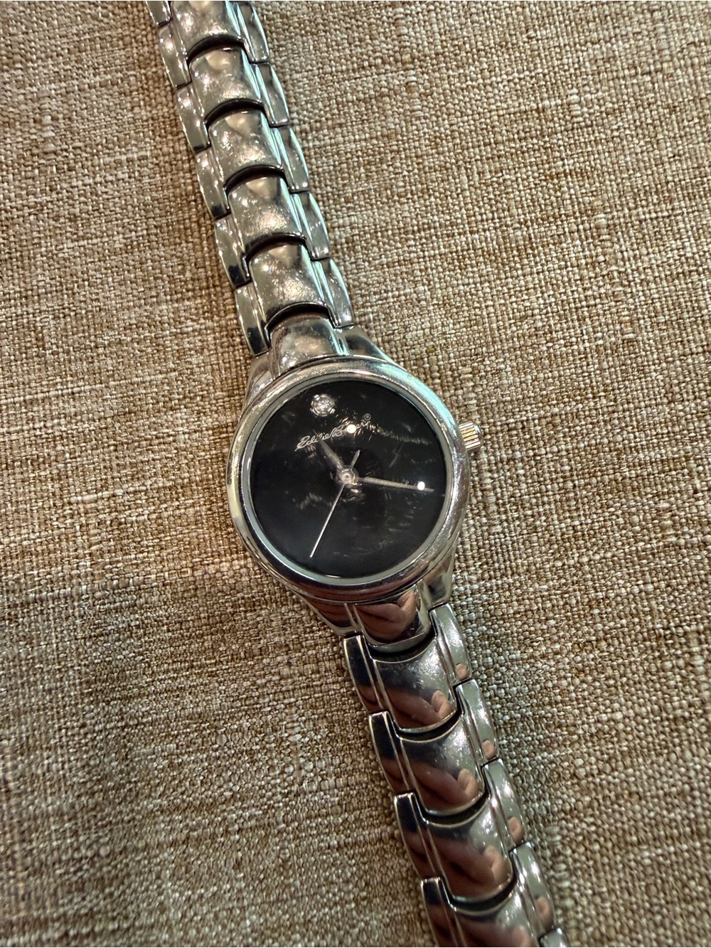Free When Bundled - Eddie Bauer Silver-Tone Link Watch with Navy Blue Dial